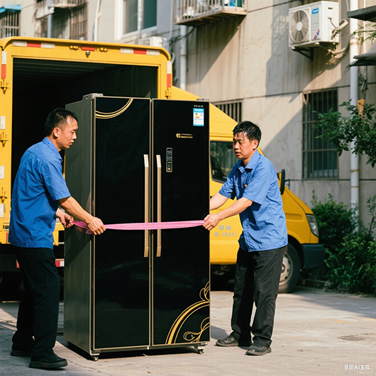 工人户外搬冰箱.png